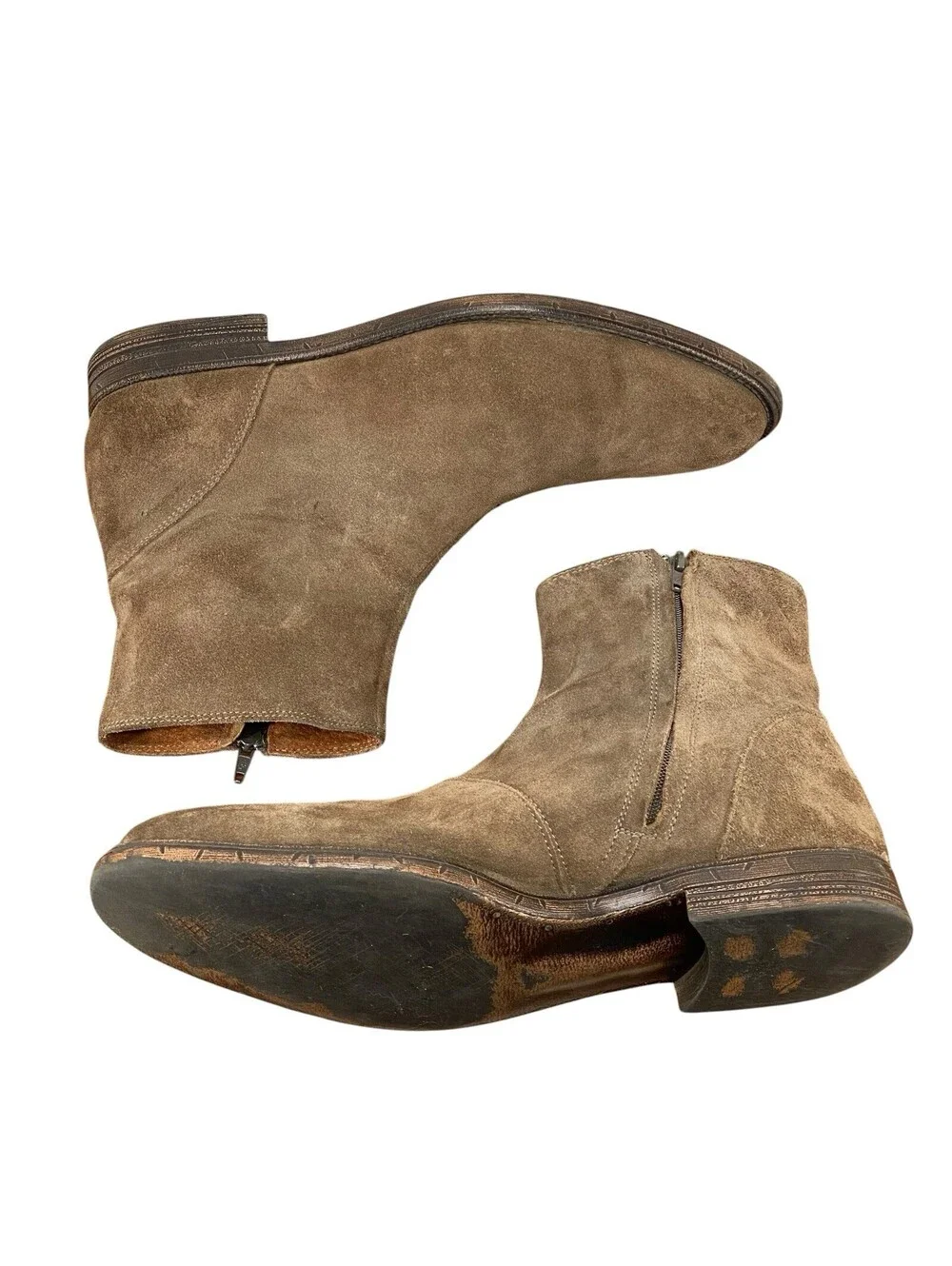 Robert Wayne Jacob Boots Men’s 11.5D Rust Brown Suede Side Zip Leather Portugal
